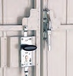 Chunky galvanised steel lock body and comfortable handle on all doors. Premium option has lever operated top and bottom latches.